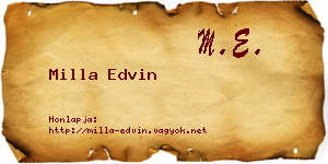 Milla Edvin névjegykártya